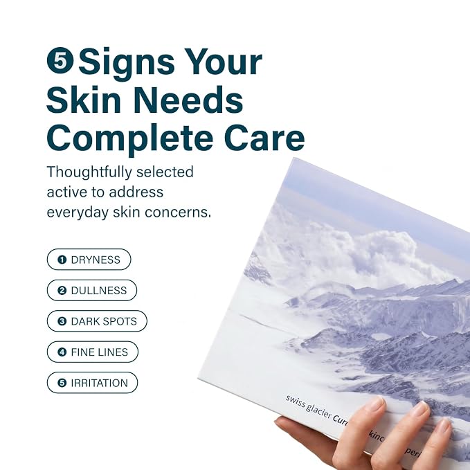 Skin Care Kit - Meola Swiss Glacier Skincare kit for Women and Men – Gift Hamper Pack of 5 Including Face Cleanser, Serum, Day and Night Cream and Lotion- Barrier repair and Hydrating Gift Set
