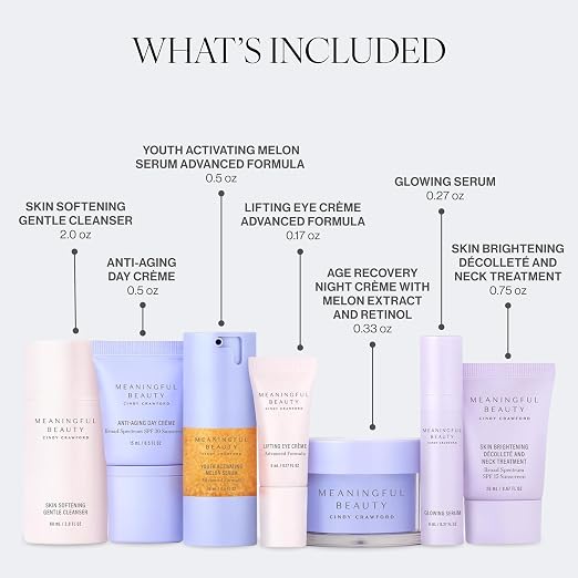 Meaningful Beauty Travel Size 7-Piece Deluxe Face and Neck Skincare Kit